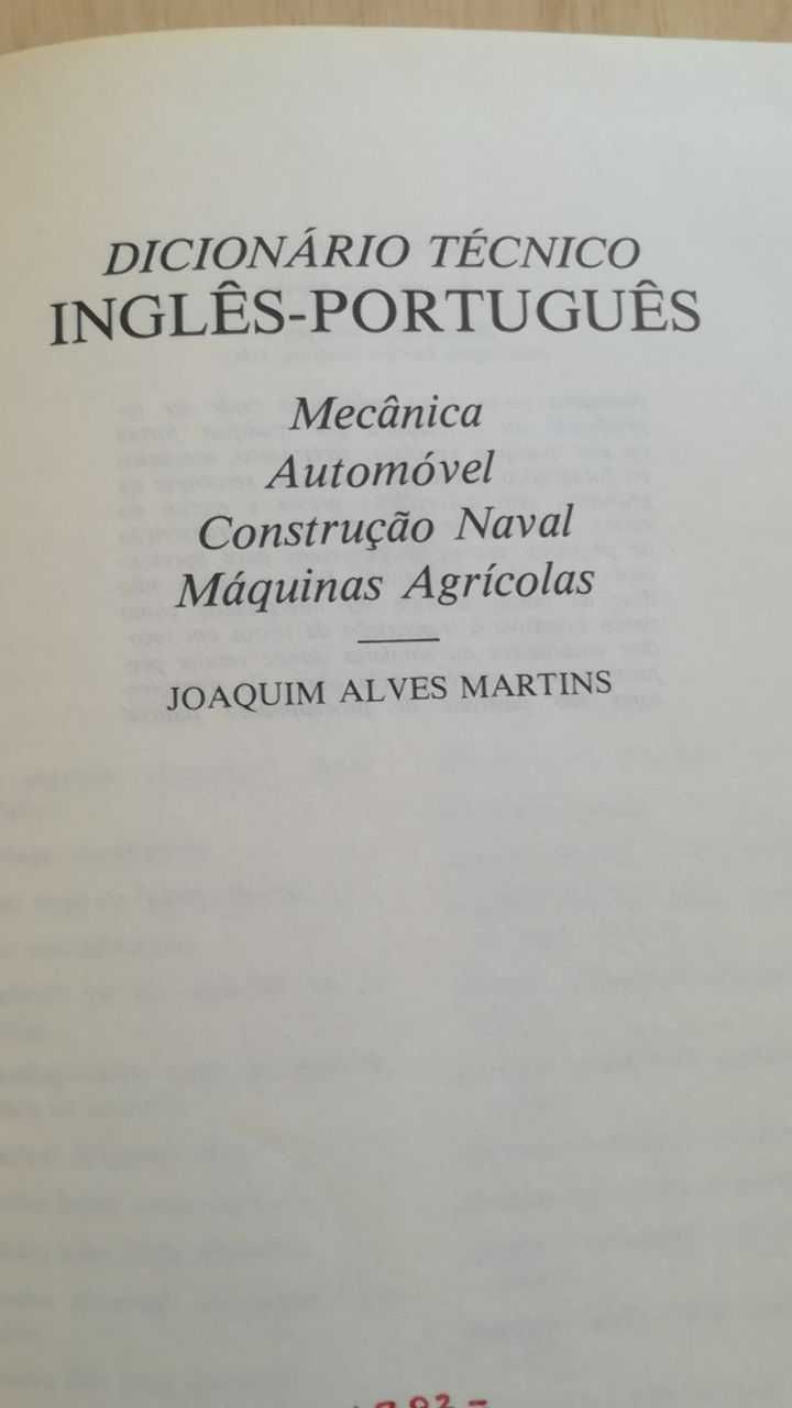 Dicionário Técnico Inglês-Português Joaquim A Martins