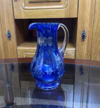 Kryształowy dzbanek - niebieski kryształ, antyk, 24cm