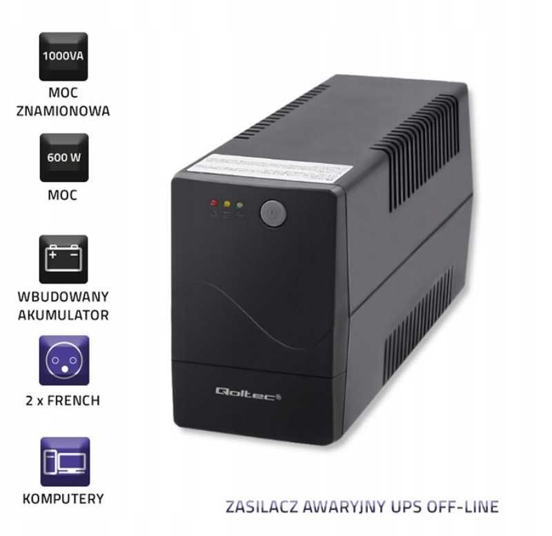ДБЖ UPS новий Qoltec 1000 В.А 600w Аварійне джерело живлення