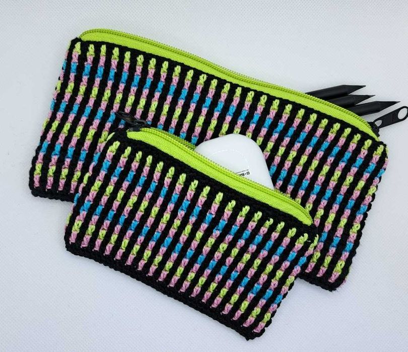 Zestaw czarny/ Szydełkowa kosmetyczka / Etui / Rękodzieło