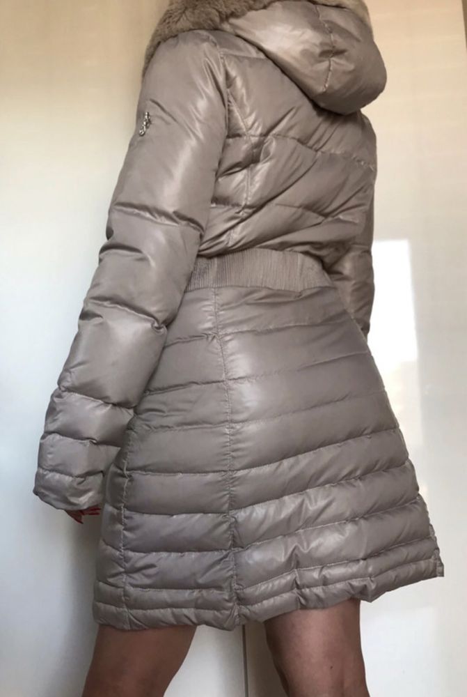 Długa, ciepła, puchowa, perłowa kurtka zimowa | Amazing
