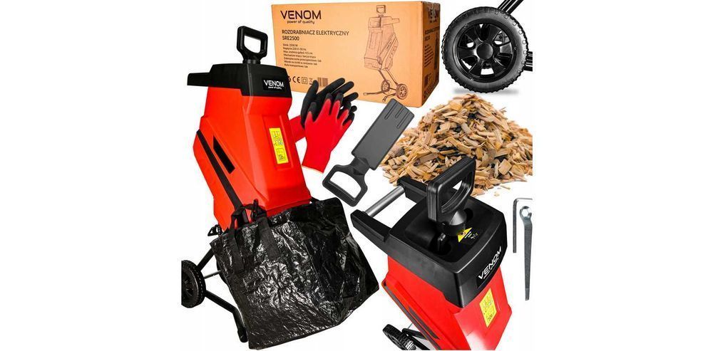DO GAŁĘZI elektryczny Rozdrabniacz  VENOM SRE 2500 W MOCNY I LEKKI