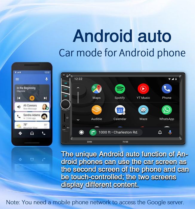 Автоманітола 7дюїмів Carplay android auto