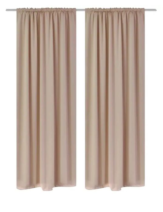 Zasłony beżowe 2 sztuki długie tunel home you