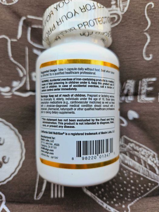 California Gold Nutrition Ferrochel залізо бісгліцинат железо 36 мг 90