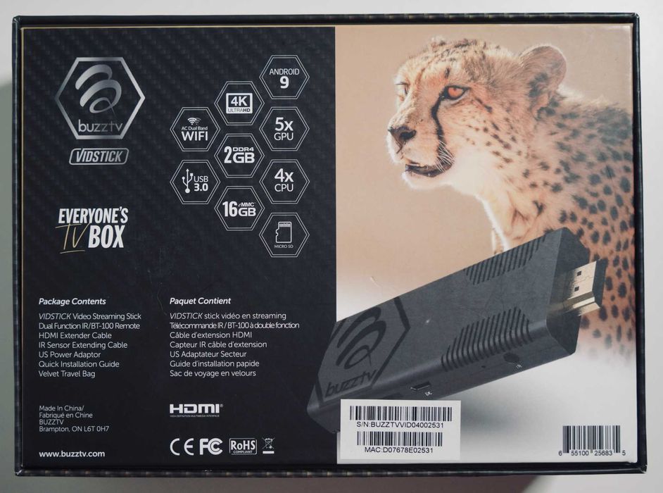 Смарт ТВ приставка BuzzTV Vidstick