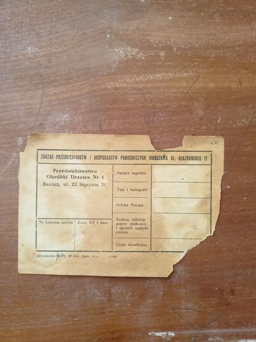 Stolik kawowy PRL, Rawicz, lata 60/70, oryginalna etykieta