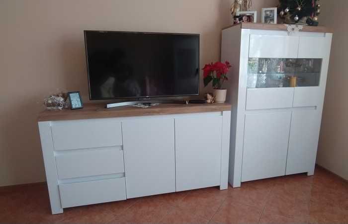 3 Meble do Salonu WENGE: Szafka RTV + Komoda + Witryna oszklona