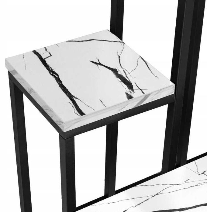 Kwietnik Metalowy Stojący Biały Marmur Glamour 4 Półki 67cm