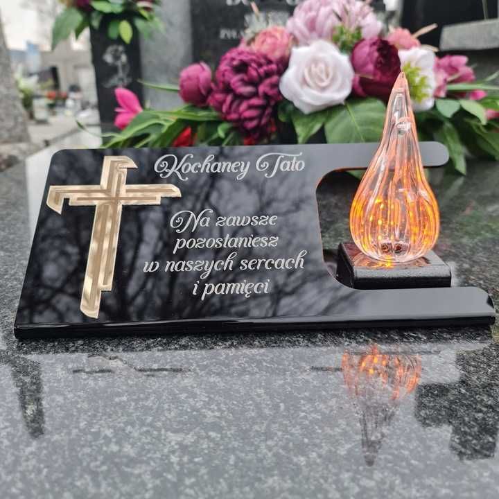 ZNICZ dla TATY podstawka na cmentarz LAMPKA LED wieczna latarenka
