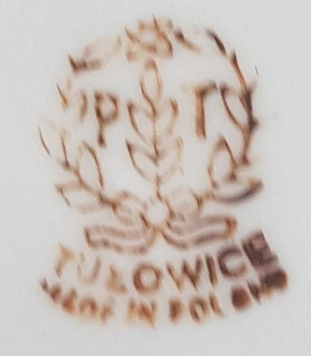 4 x talerzyk deserowy Tułowice PRL, opalizujący marmurek szaro-fiolet