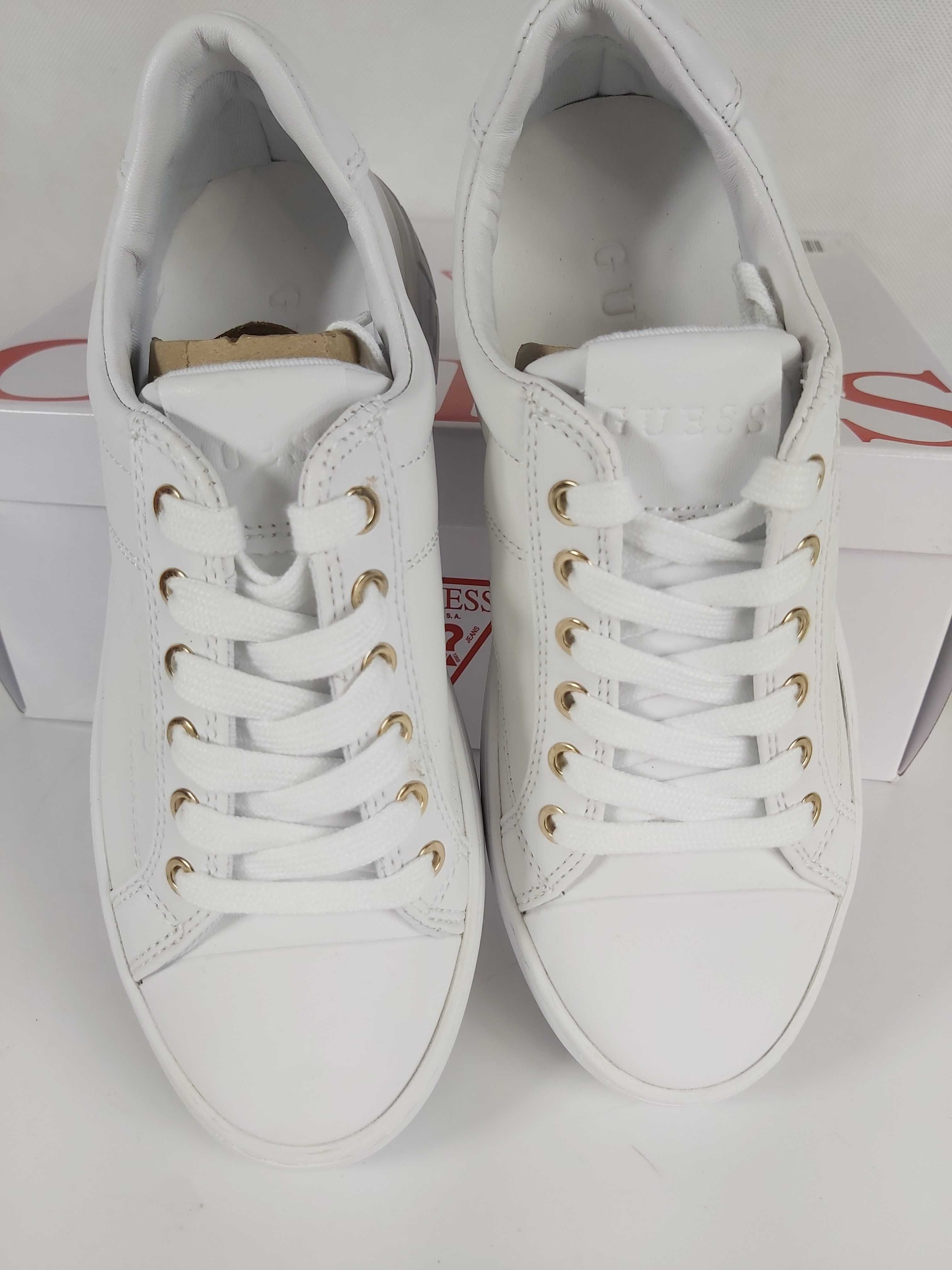 SP Nowe skórzane sneakersy GUESS białe trampki 35 a261