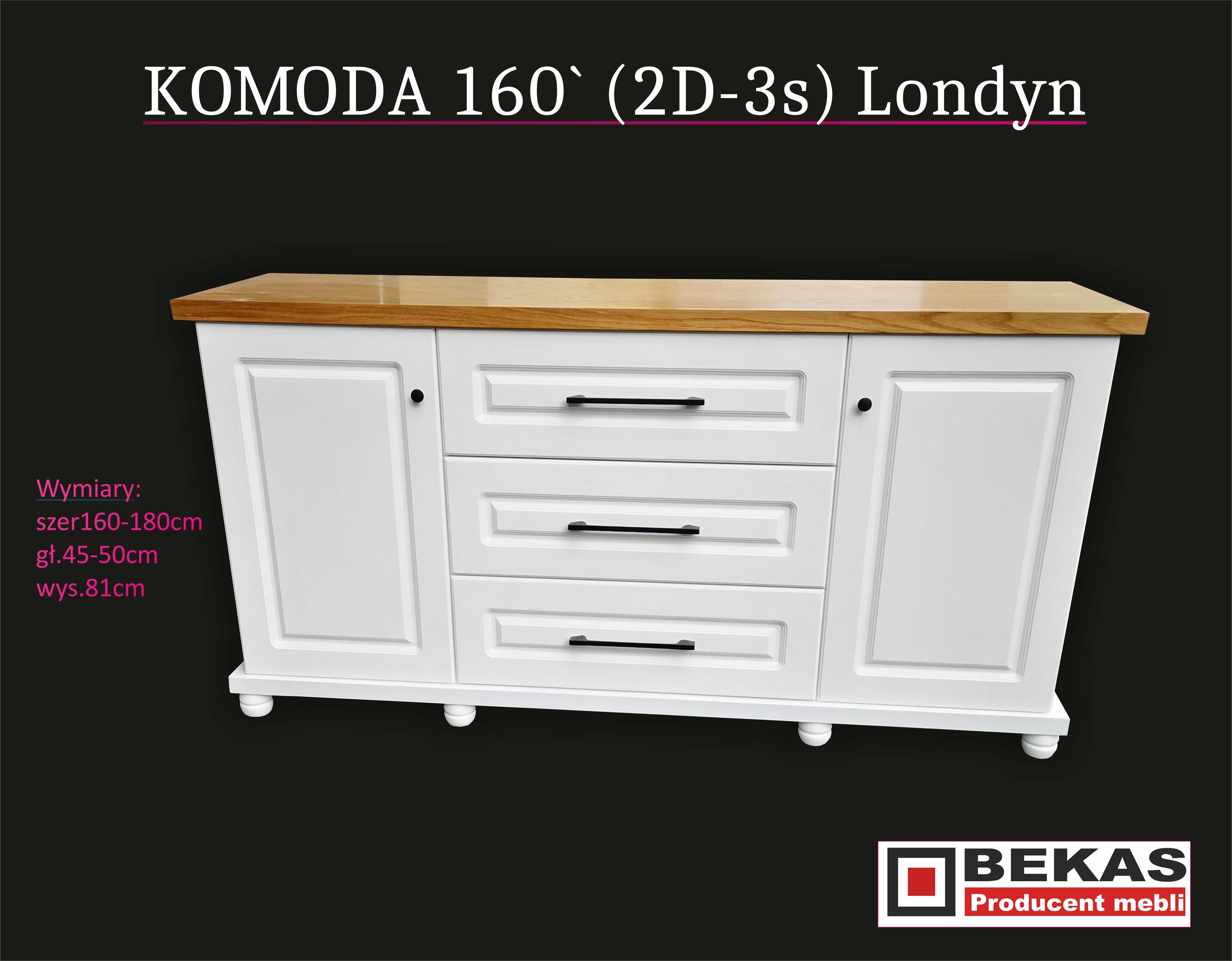 Prowansalska  Komoda 140 ` Londyn Dąb Biały Naturalny BEKAS Producent