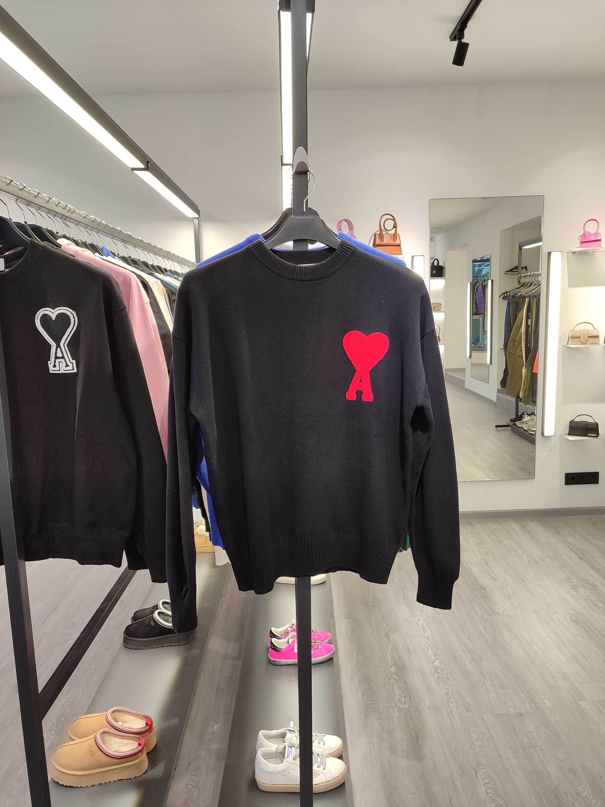 Светр AMI Paris Ami De Coeur Oversize Sweater Black Red Heart
