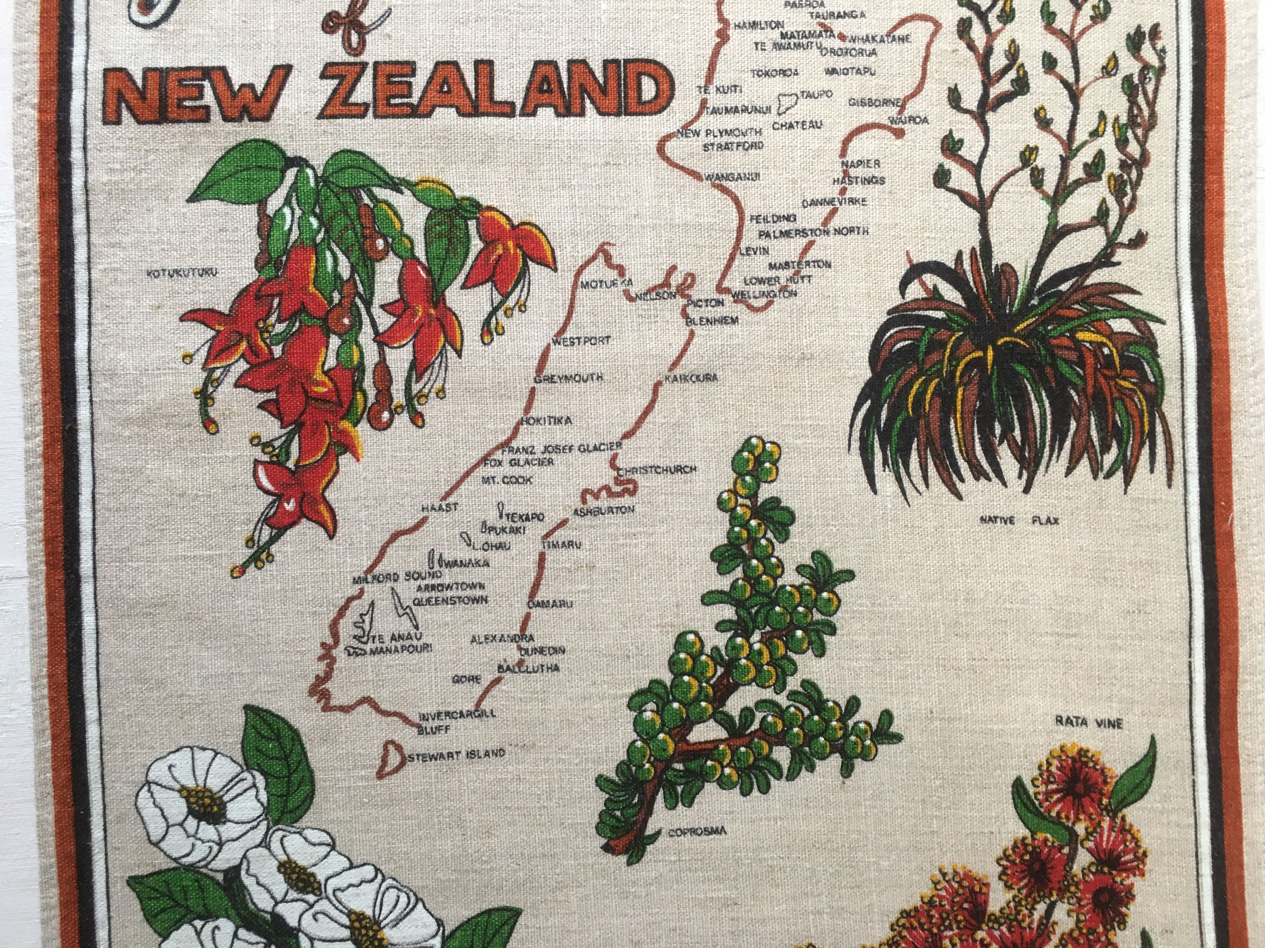 New Zealand Nowa Zelandia * makatka 100% len vintage