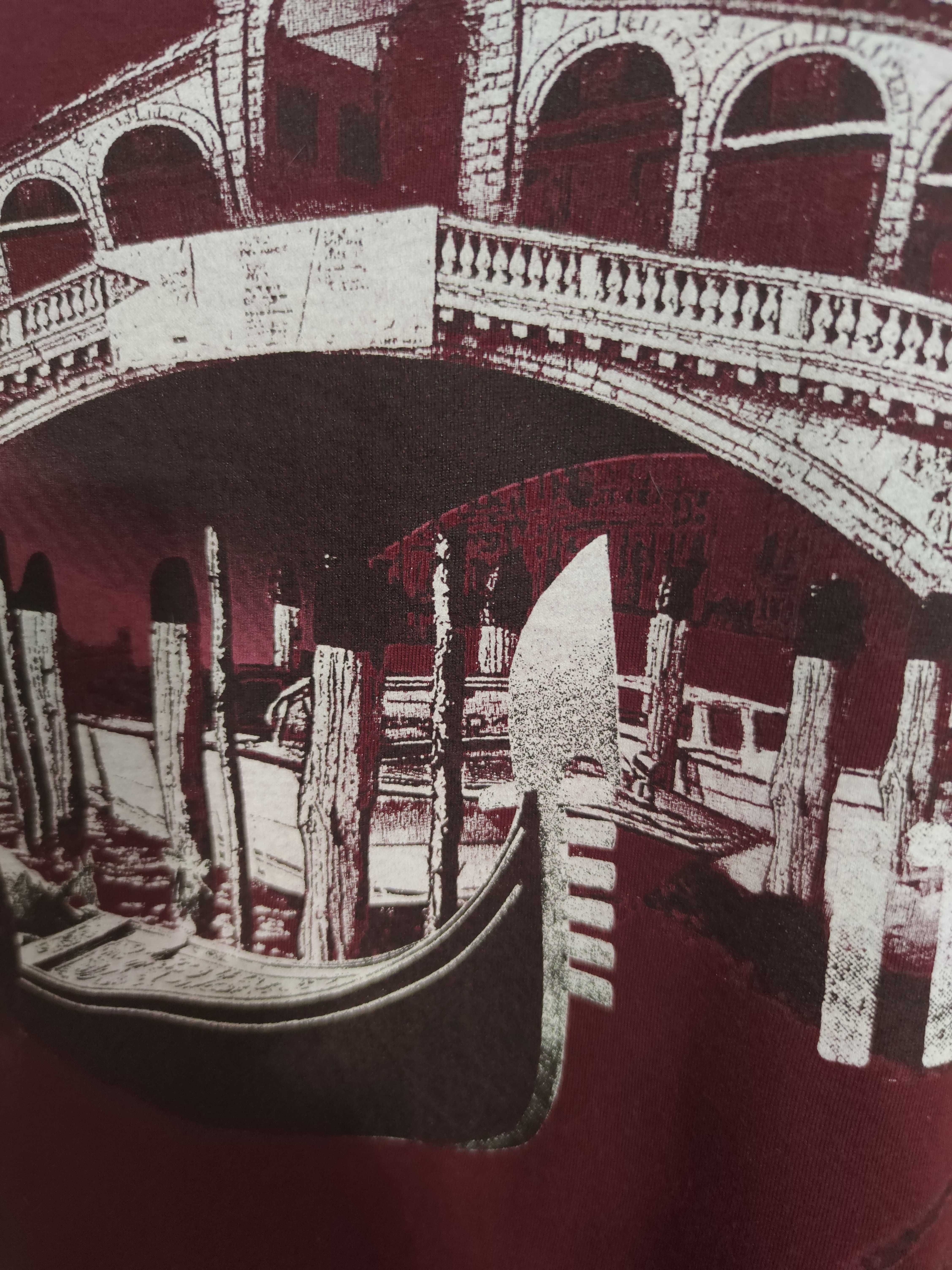 T-shirt koszulka z nadrukiem Venezia Italy, ciemnoczerwona, rozmiar L