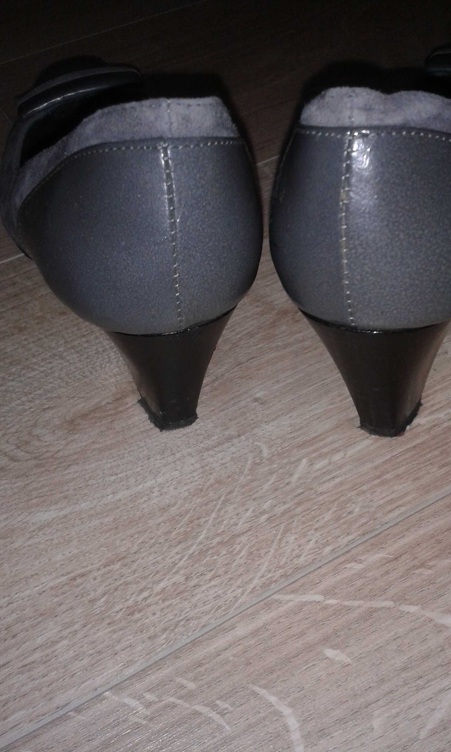 Buty 39 Vanessa damskie półbuty czółenka skóra naturalna szare