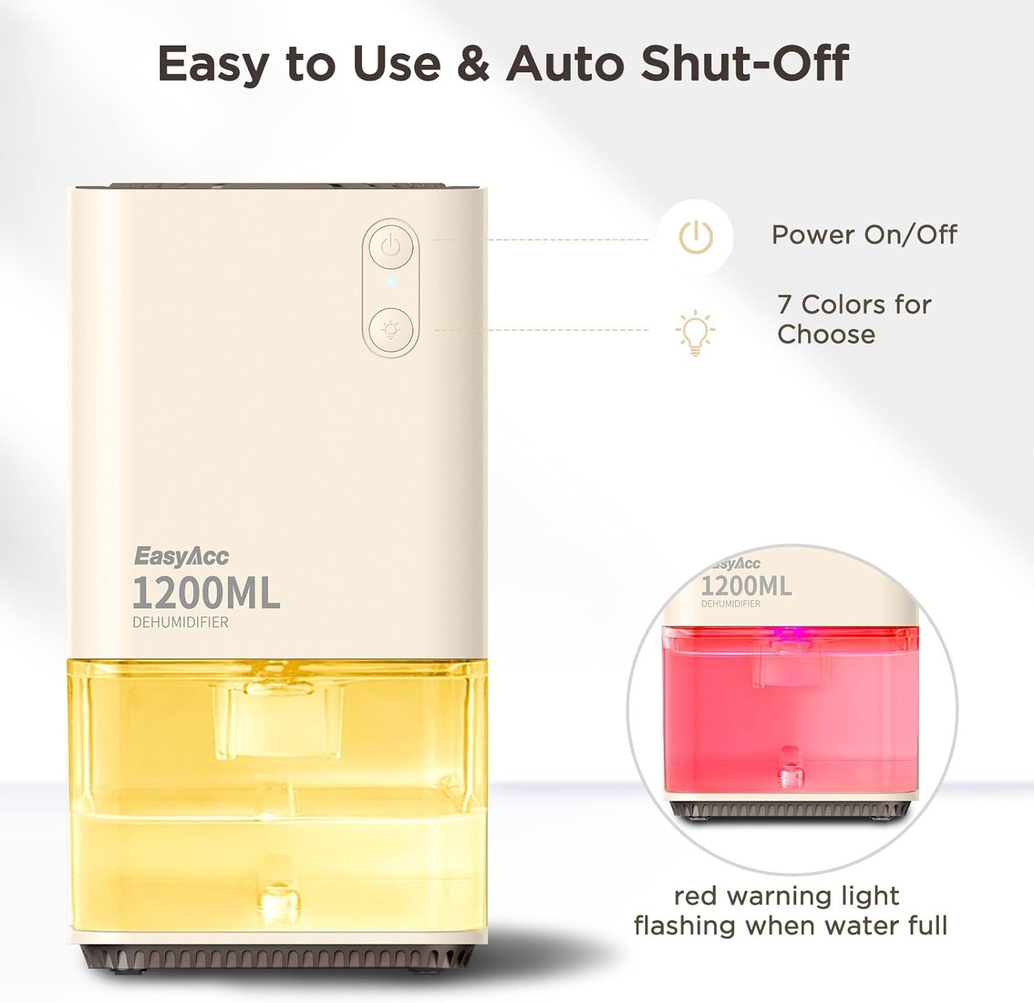 EasyAcc KW-CS01 Elektryczny osuszacz powietrza 1200ml ultra cichy beż