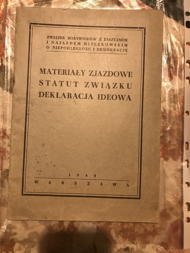 Materialy zjazdowe statut związku bojowników z faszyzmem 1948