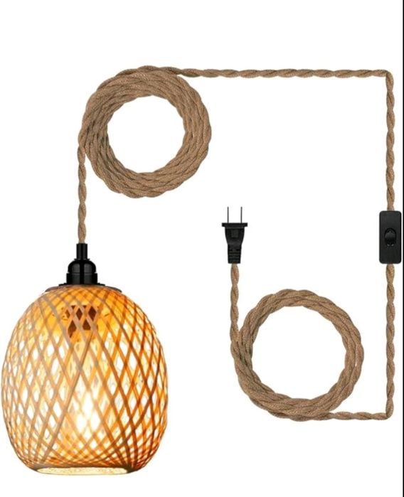 Підвісний світильник EcoGehen із ротанга для інтер'єру в стилі бохо з