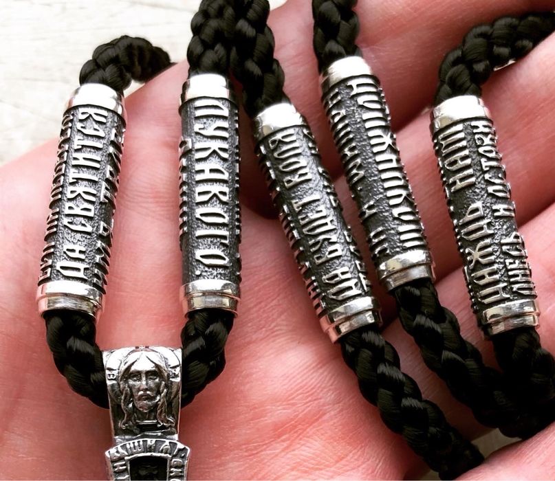 Хрест натільний, срібло, в комплекті із шнуром і вставками