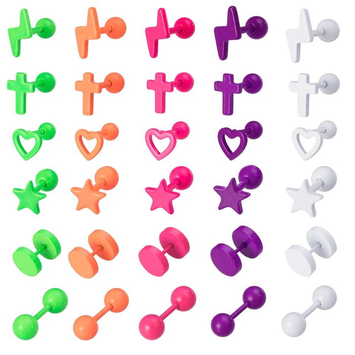 Набір різнокольорових сережок для вуха