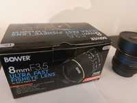 Bower 8mm (marca co-brand Samyang) fish eye 180° para Canon ef-s