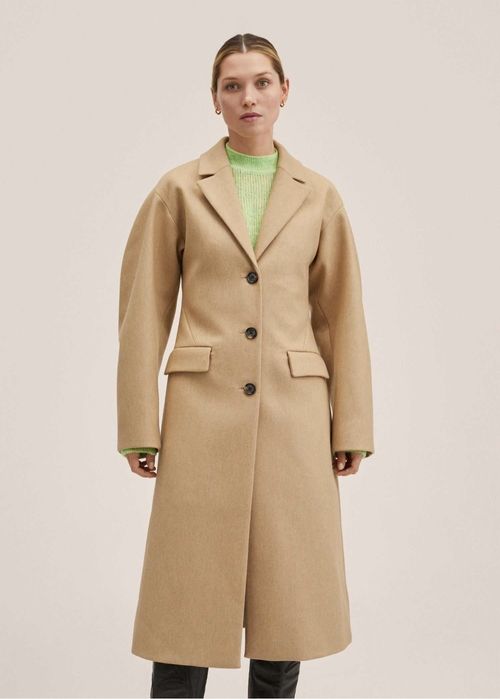 Paszcz wełniany Mango XL camel