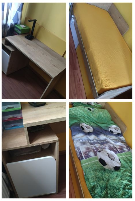 Zestaw mebli dziecięcych biurko i łóżko materac 90x200 Ikea agata vox