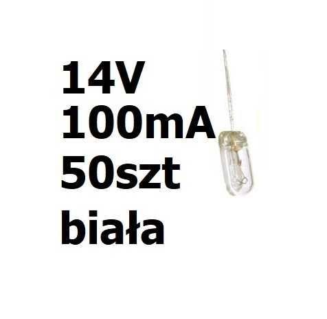 Żarówka miniaturowa biała 4x10mm 14V 100mA 50szt