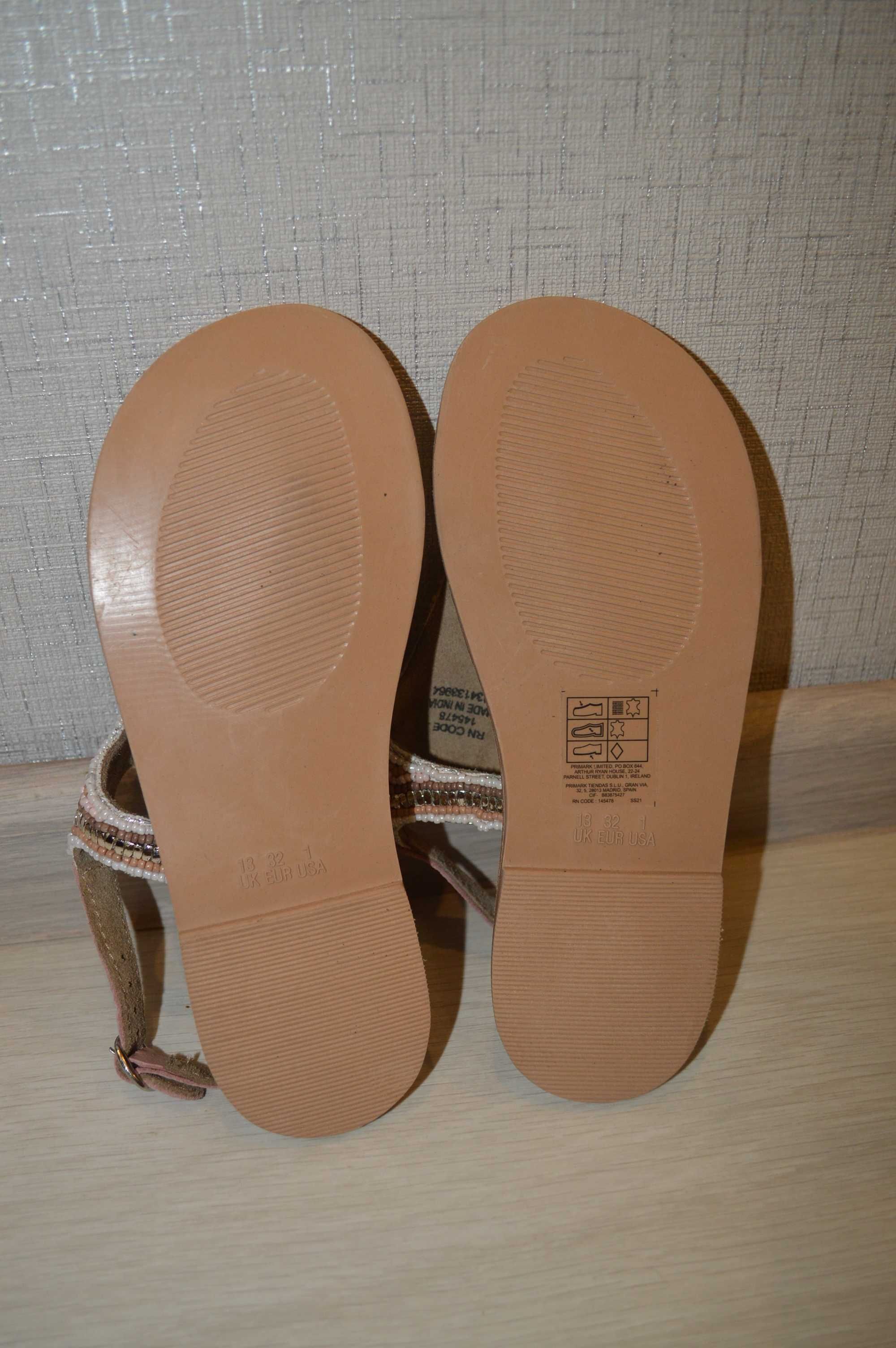 Новые кожаные босоножки через палец, сандали, размер 32