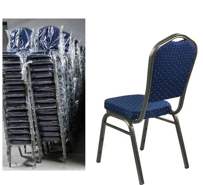 Krzesła bankietowe tapicerowane,  sztaplowane, stalowa rama, nowe, FV