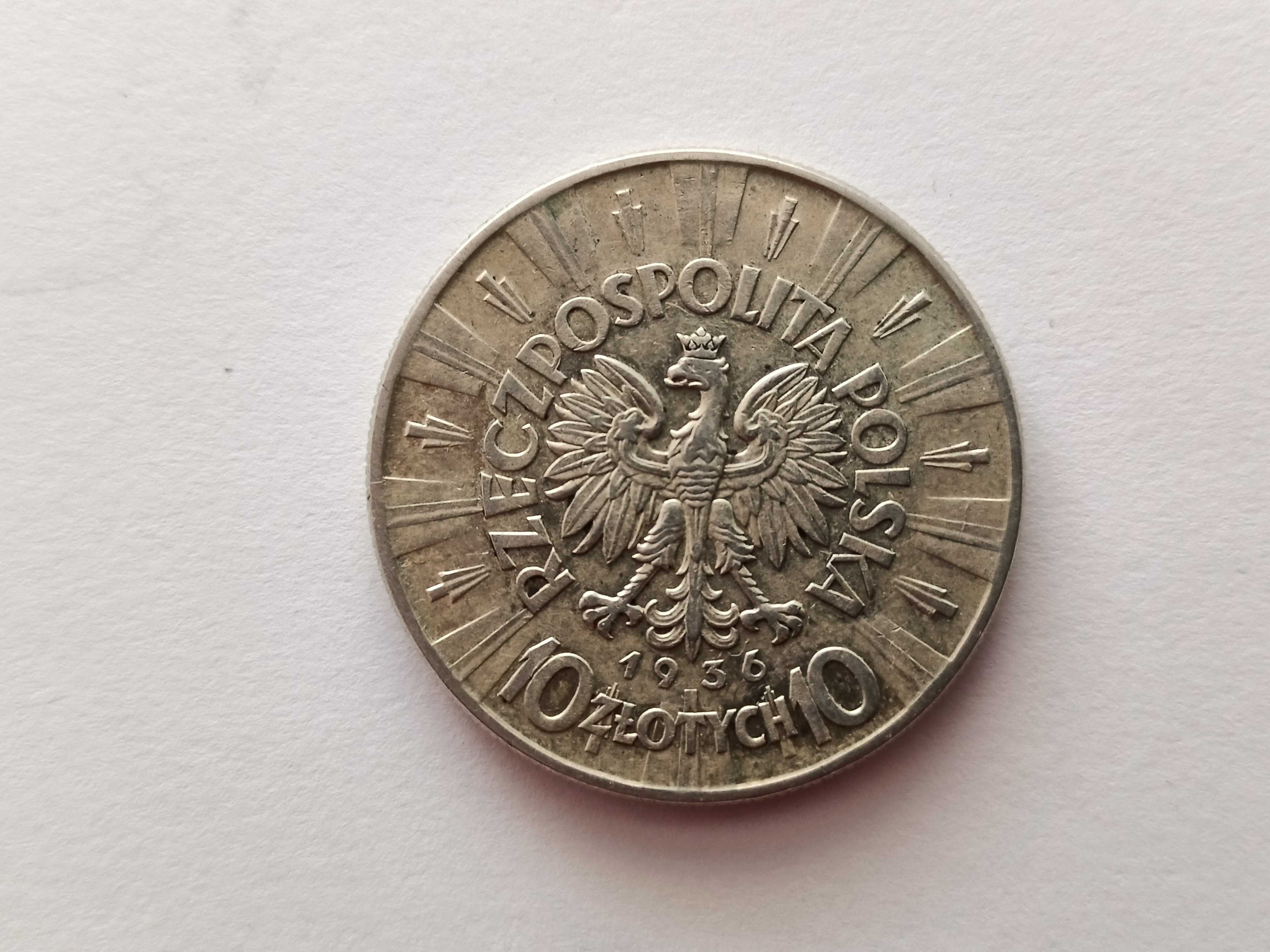 10 złotych 1936 Marszałek J. P . oryginał Srebro