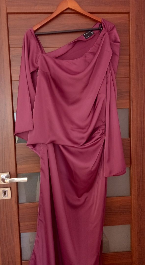 Asos Design suknia 46 XXXL balowa długa asymetryczna róż fiolet