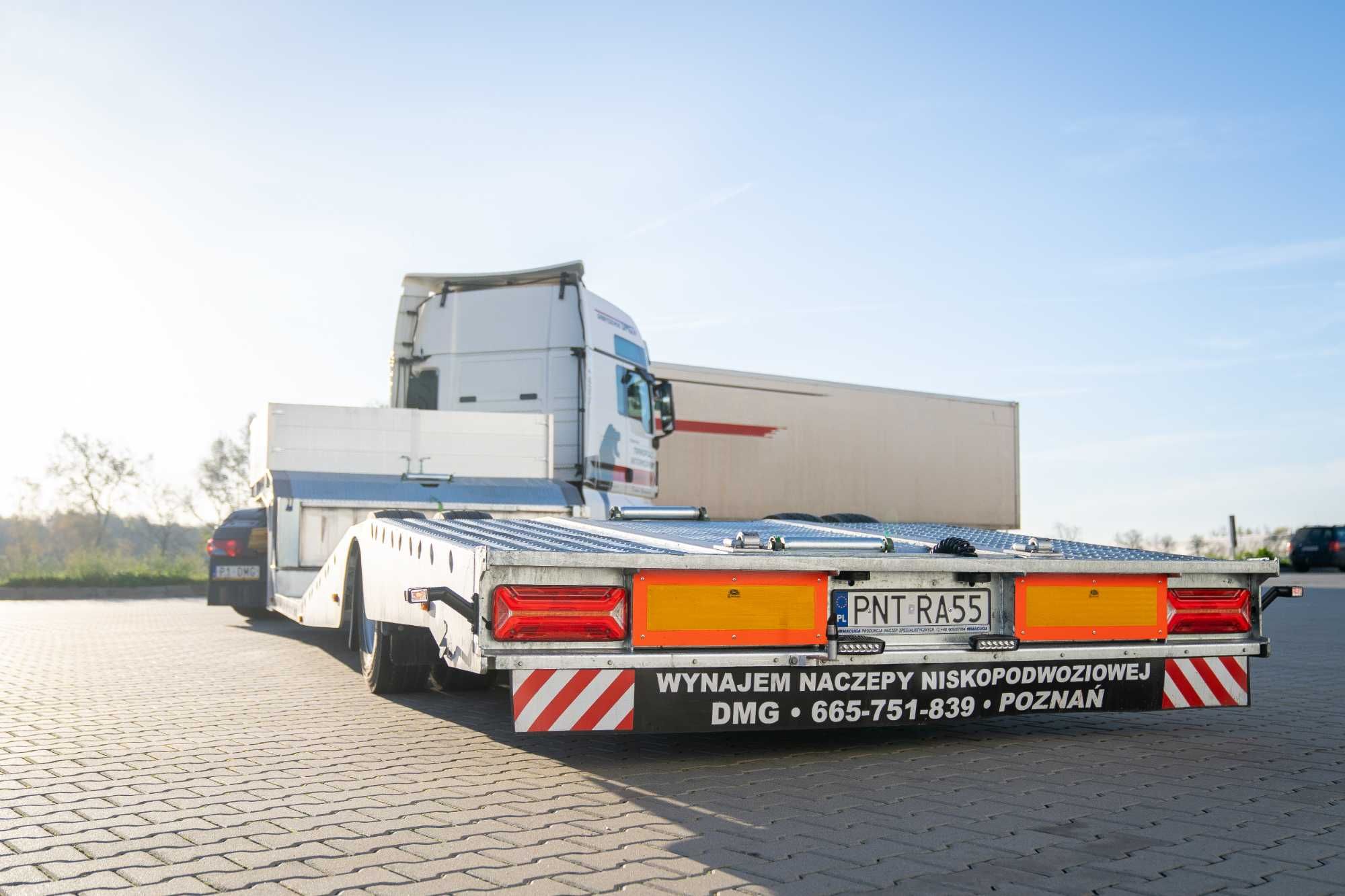 Wynajem lawety naczepy niskopodwoziowej holownik tir ciągnik laweta