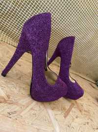 Туфлі жіночі фіолетові блискучі 37,5