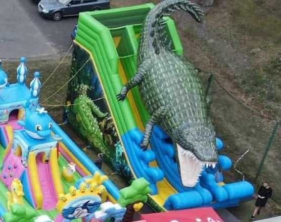 Plac zabaw, zjeżdżalnia dmuchana , dmuchaniec Krokodyl, zamek dmuchany