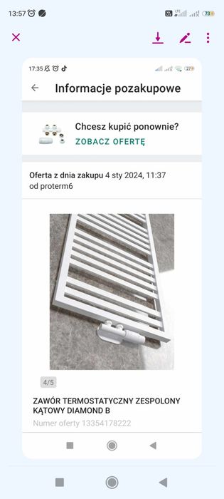 Zawór do grzejnika zespolony kątowy biały DIMOND B