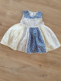 Sukienka niebiesko-biało-żółta w kwiatki r. 12-18m-cy