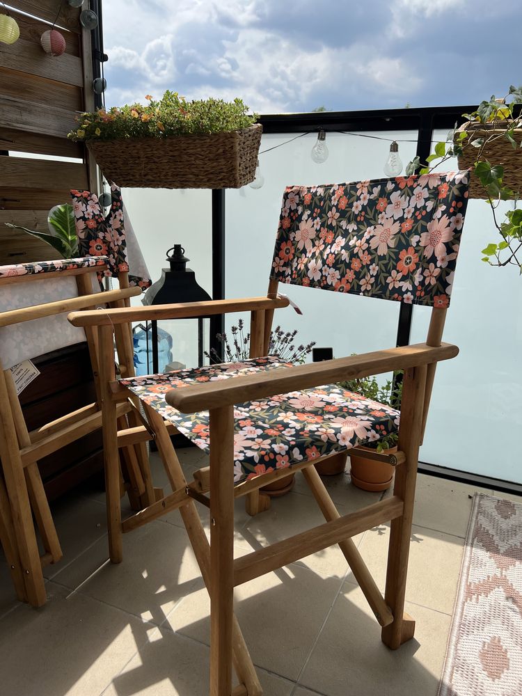 Krzesła ogrodowe tarasowe balkonowe drewniane składane nowe