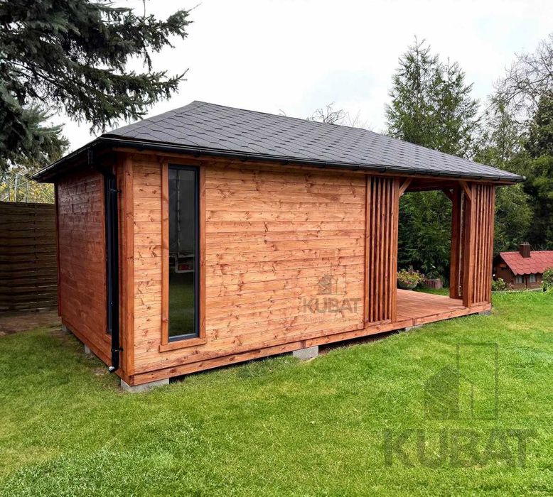 Domek z altanka 3x6 | domek ogrodowy drewniany | domek narzedziowy