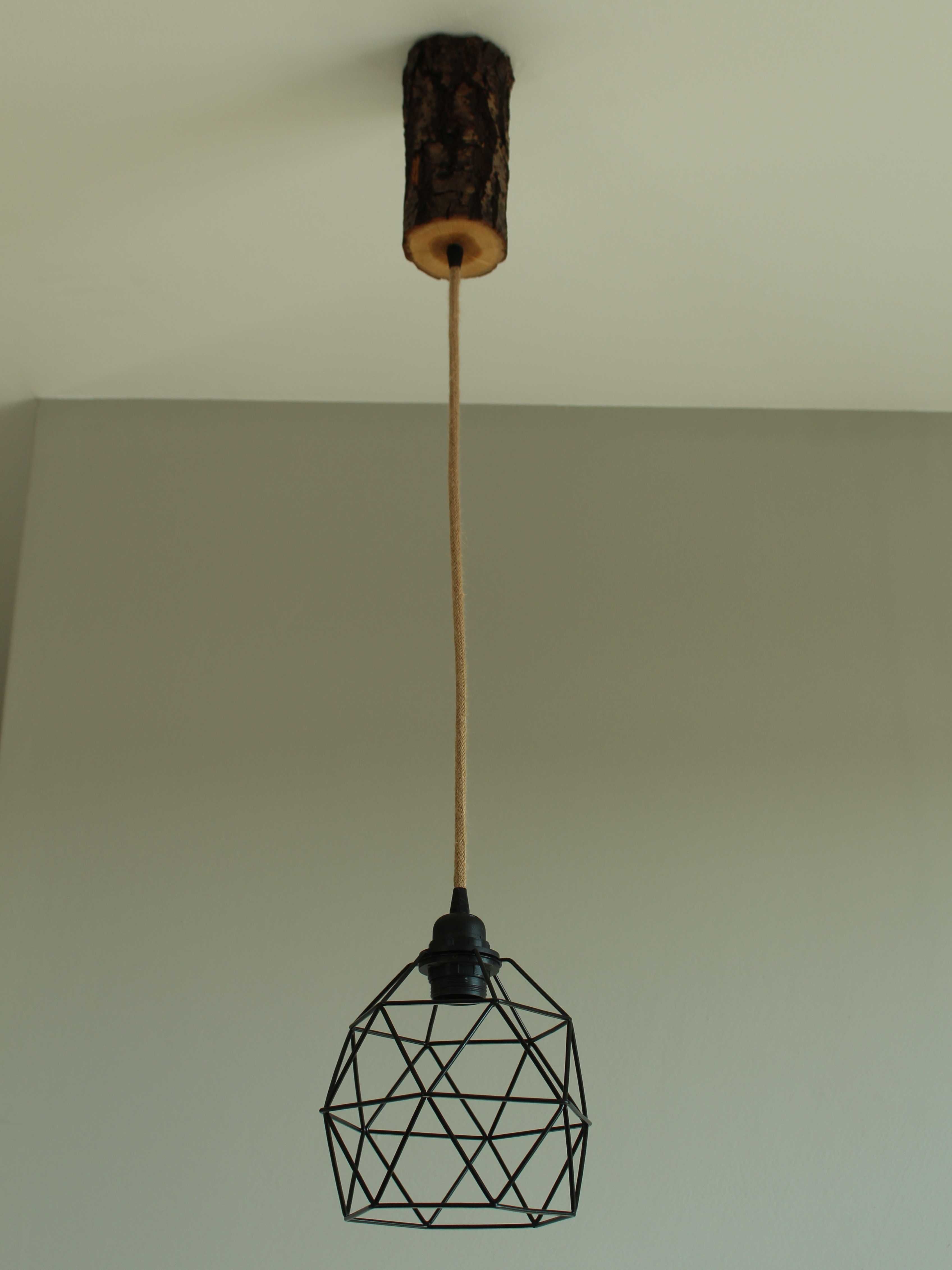 DĘBOWA Drewniana Lampa LOFT Wisząca Sufitowa -- FAKŁY