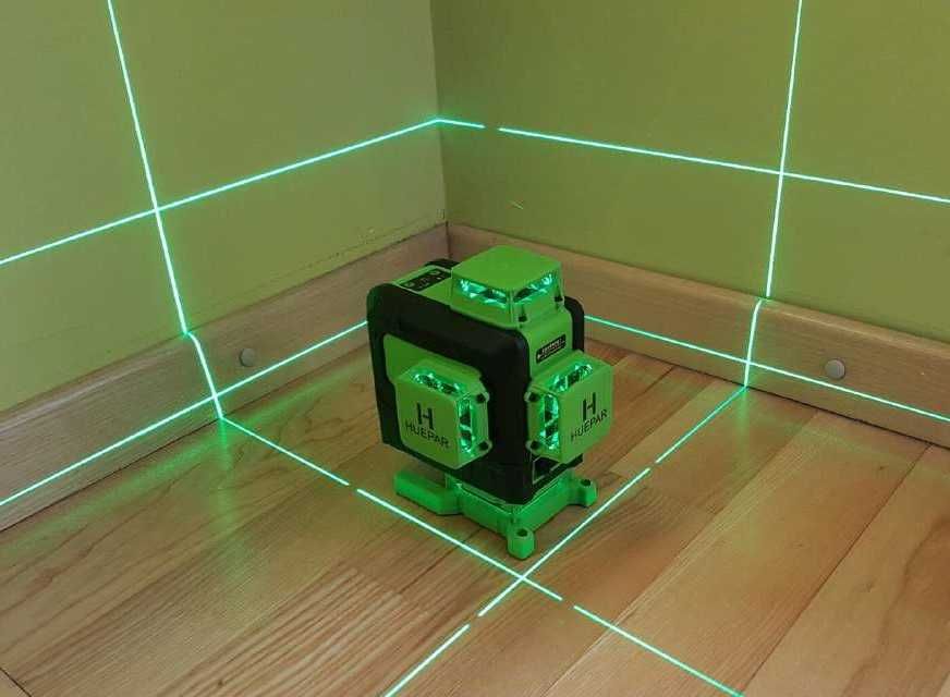 HUEPAR 904DG Aku Laser ZIELONY Wieloliniowy 360° 16-Lini Pilot ZESTAW