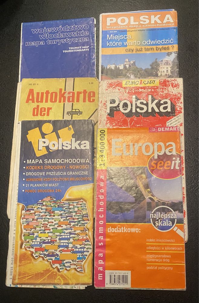 Mapy 6/szt  Polska i Europa