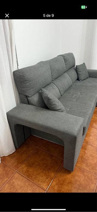Sofá Chaise Longe Reversivel Cinza