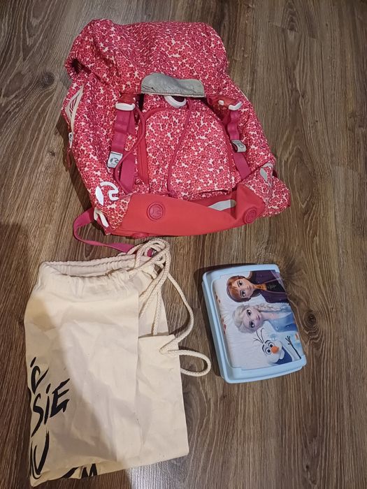 Plecak dziewczęcy szkolny 22l Beckmann różowy Worek kapcie lunchbox