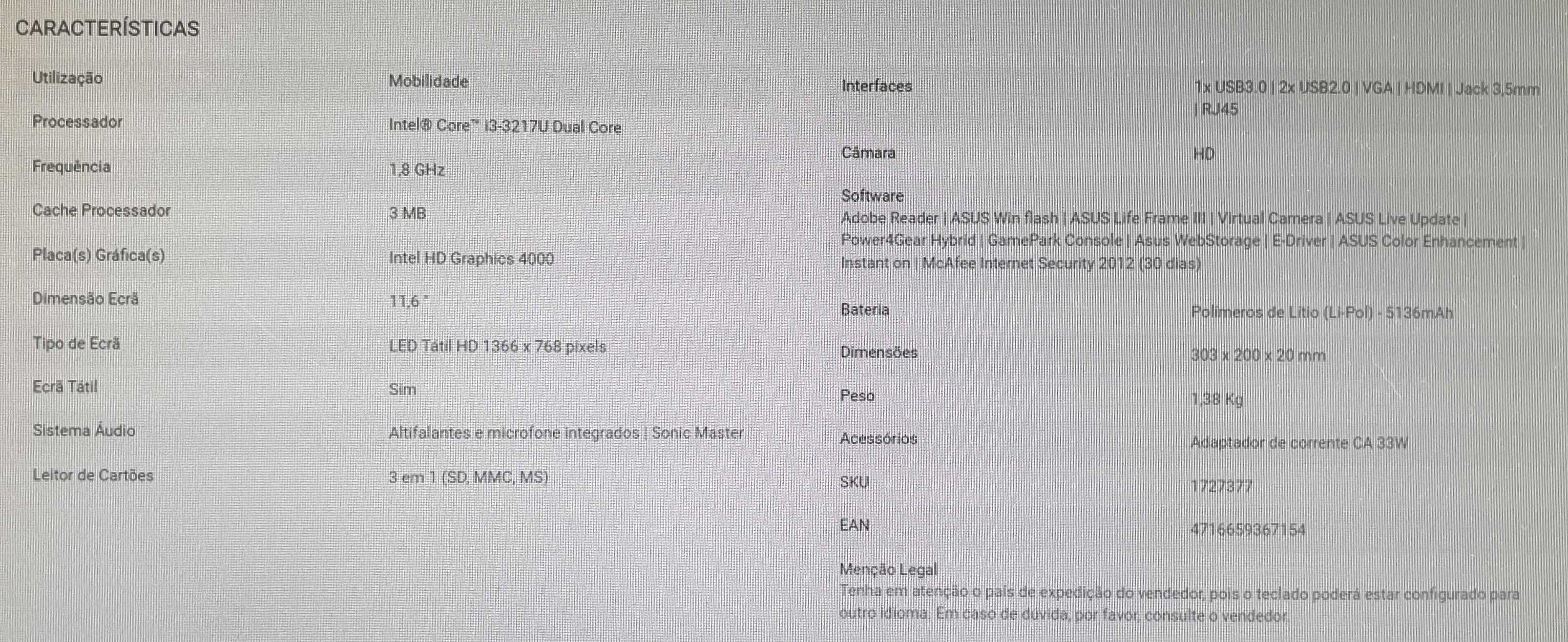 Portatil ASUS s200E