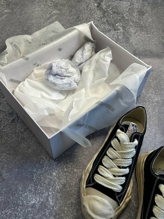 MMY Maison Mihara Yasuhiro кеди кеды черные белые custom distressed 43