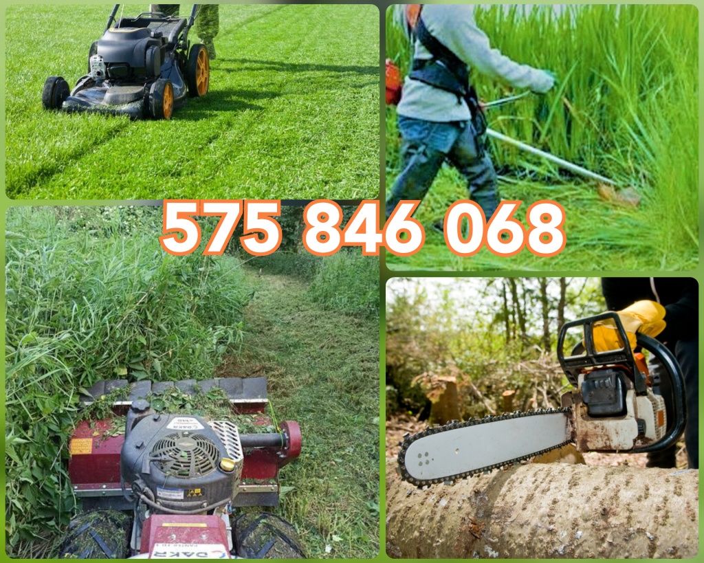 Koszenie nieużytków trawy, bijakowa kosiarka, karczowanie, wycinka,itd