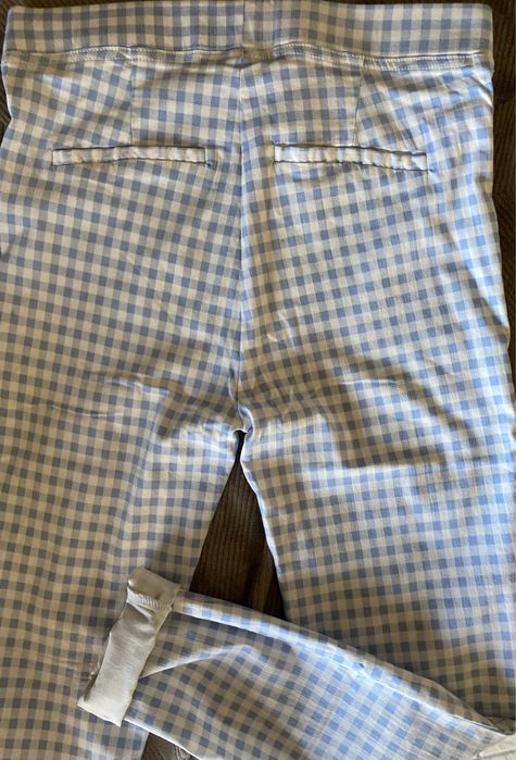 Legginsy spodnie lato blue B Young r 38 40 nowe baby blue kratka